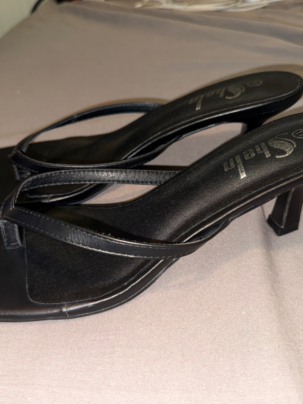 SHEIN Black Square-Toe Kitten Heel Sandal